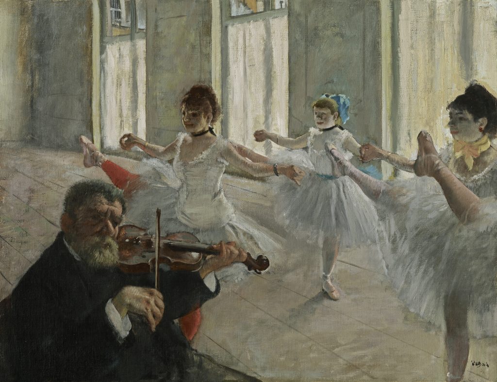 Edgar Degas (French, 1834–1917) The Rehearsal, 1878–79 Oil on canvas, 18 3/4 x 24 in. (47.6 x 61 cm) The Frick Collection, New York Image © The Frick Collection